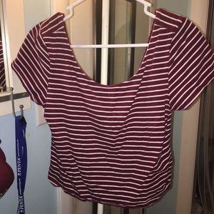 Maroon and white cropped t-shirt